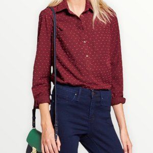 A NEW DAY collared blouse Maroon and pink half button up